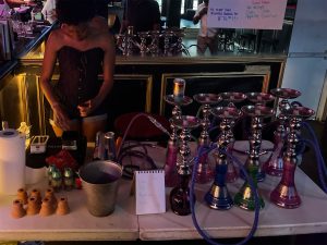 Hookah setup at Houston nightclub lounge
